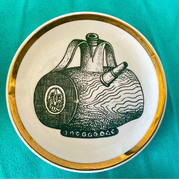 Fornasetti for Bucciarelli Vessels Milano Italy MCM Gold Porcelain Coasters Set - Picture 2 of 11